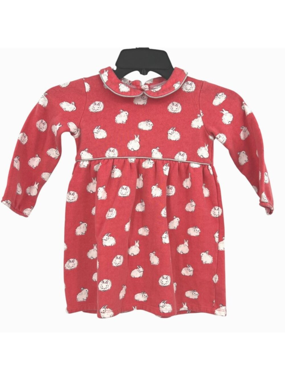 Baby Boden Bunny Print Long Sleeve Dress Pink Size 2-3 Years